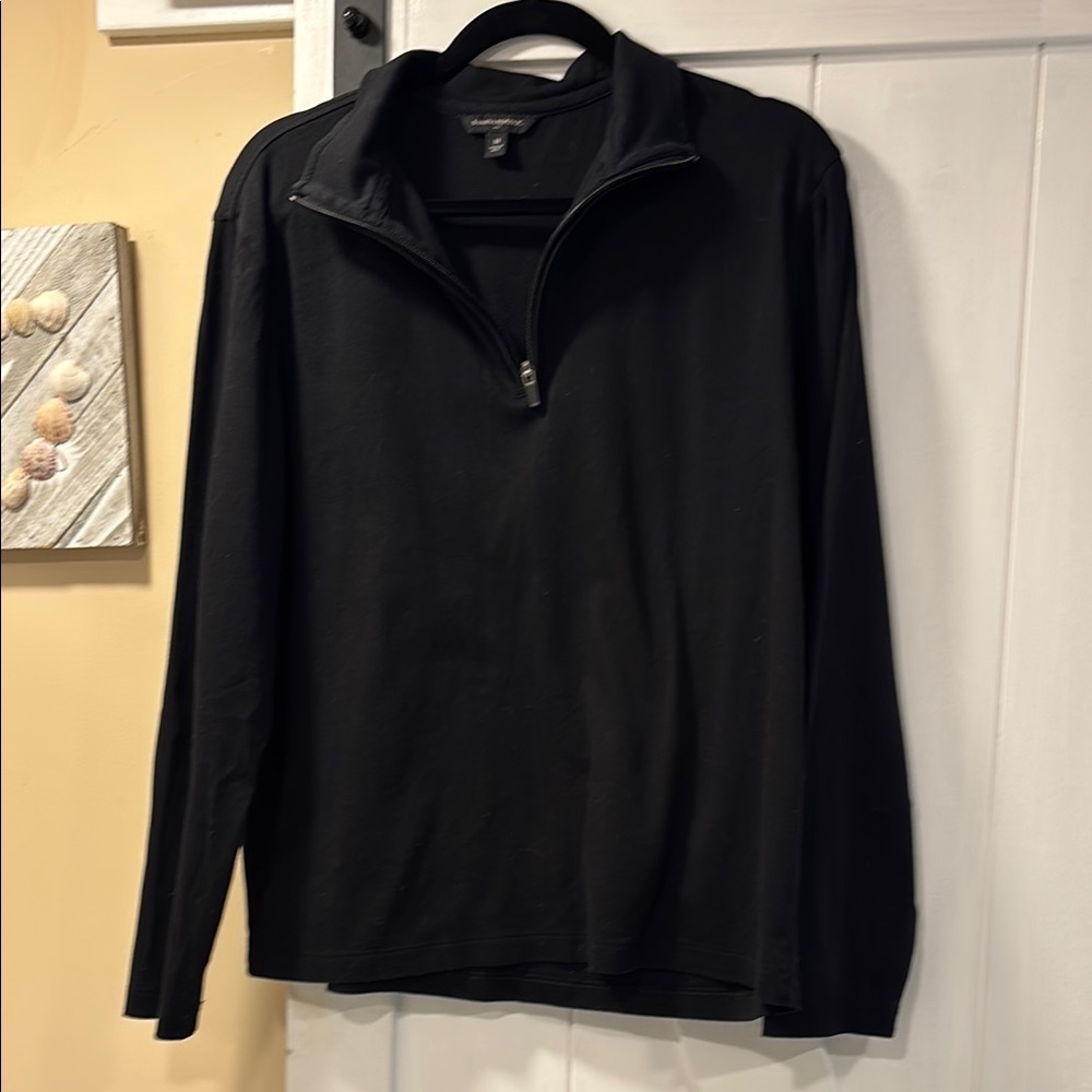 Banana Republic: Black -1/4 Zip, 100% cotton proformance black pullover size M
